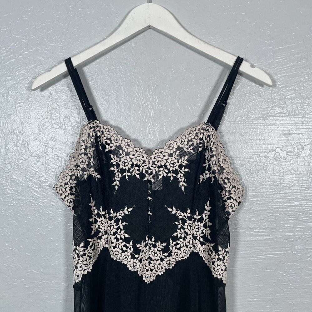 Wacoal Women XL Black Embrace Lace Sheer Chemise Slip Coquette Feminine Regency - Picture 3 of 10